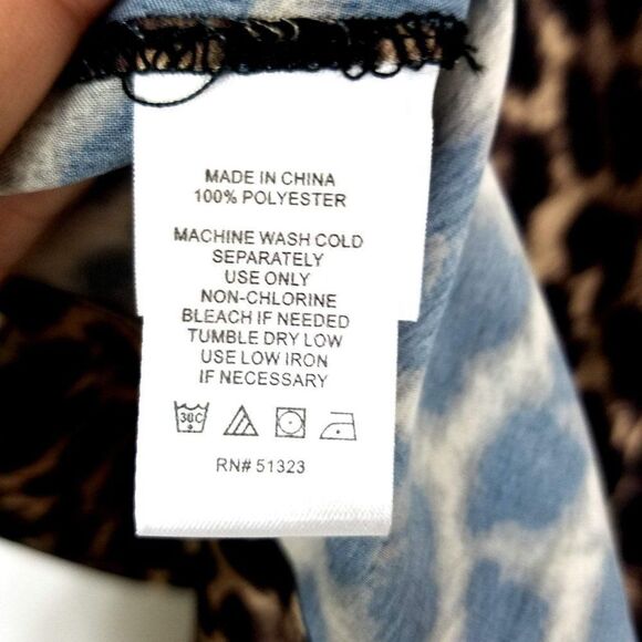 1.State Luxe Animal Satin Off Shoulder 3/4 Sleeve Top - Picture 9 of 9